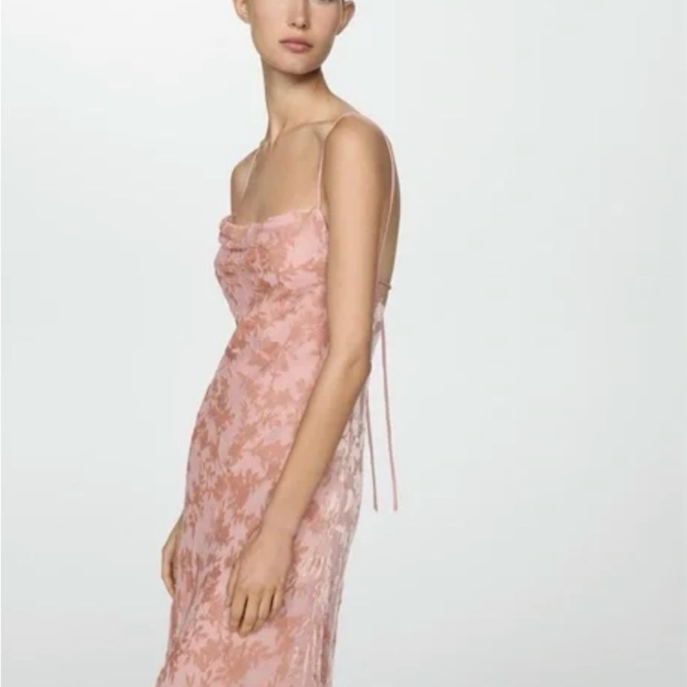 Elegant Pink Floral Dress from Mango